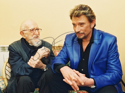 Abbé Pierre et Johnny Hallyday  mars 2003 